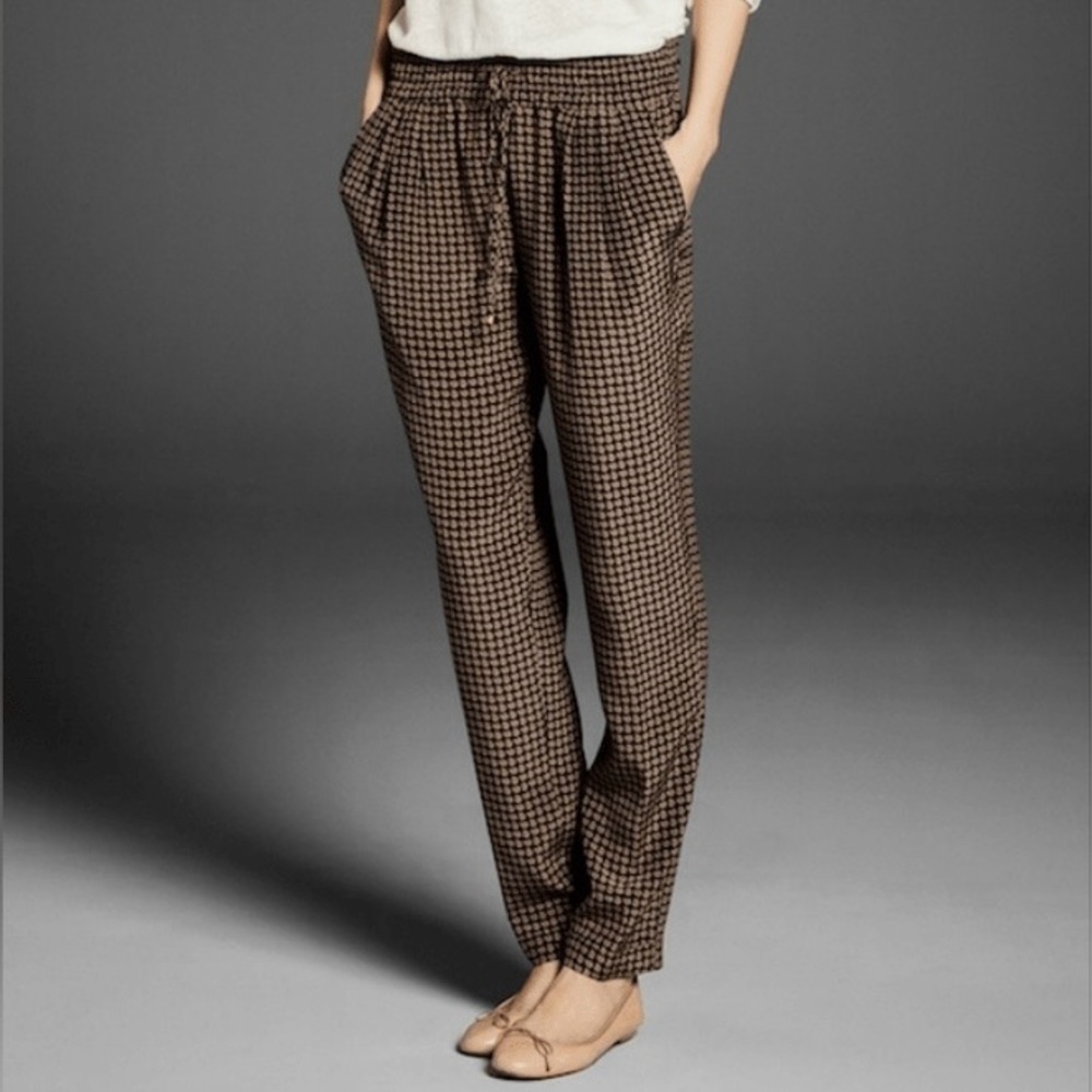 Massimo Dutti Mulberry Silk Drawstring Pattern Jogger Pants NWOT Sz. 4 Org. $148